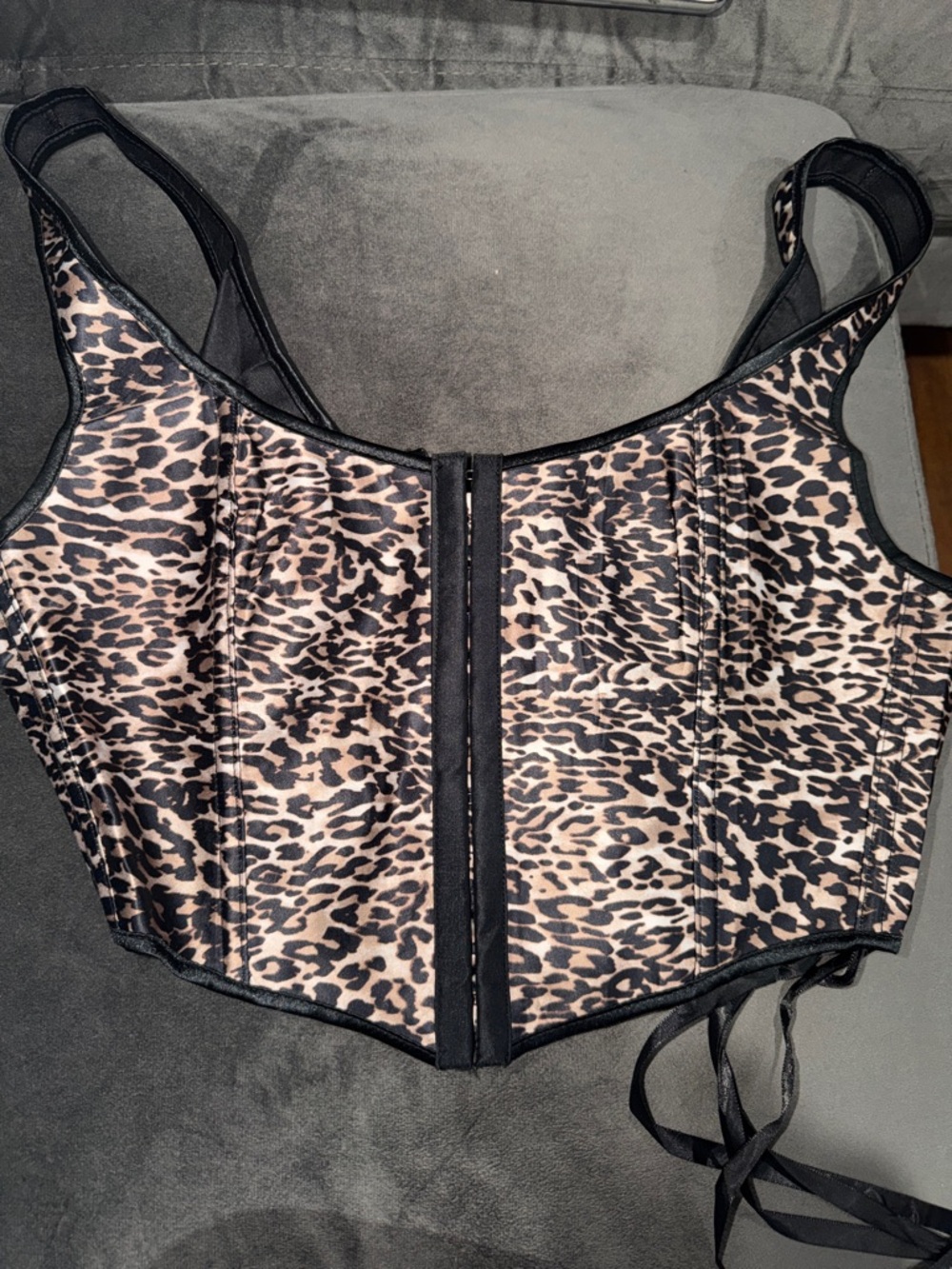 Leopard Print Corset Top - Black & Tan